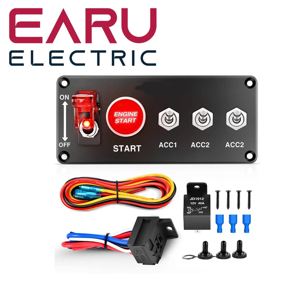 

12 В гоночный автомобиль, кулисный переключатель стартера, панель запуска, стоп, кнопки зажигания, переключатель света для лодки, морского грузовика, автомобильные аксессуары