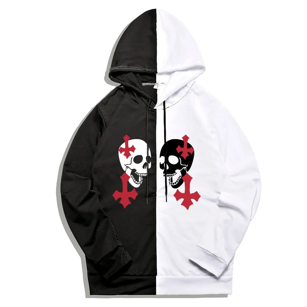 

Hoodie Men Streetwear Long Sleeve Anime Patchwork Thin Sweatshirt Letter Top Clothing Hoodie Fashion Hoodie Skull Sweater