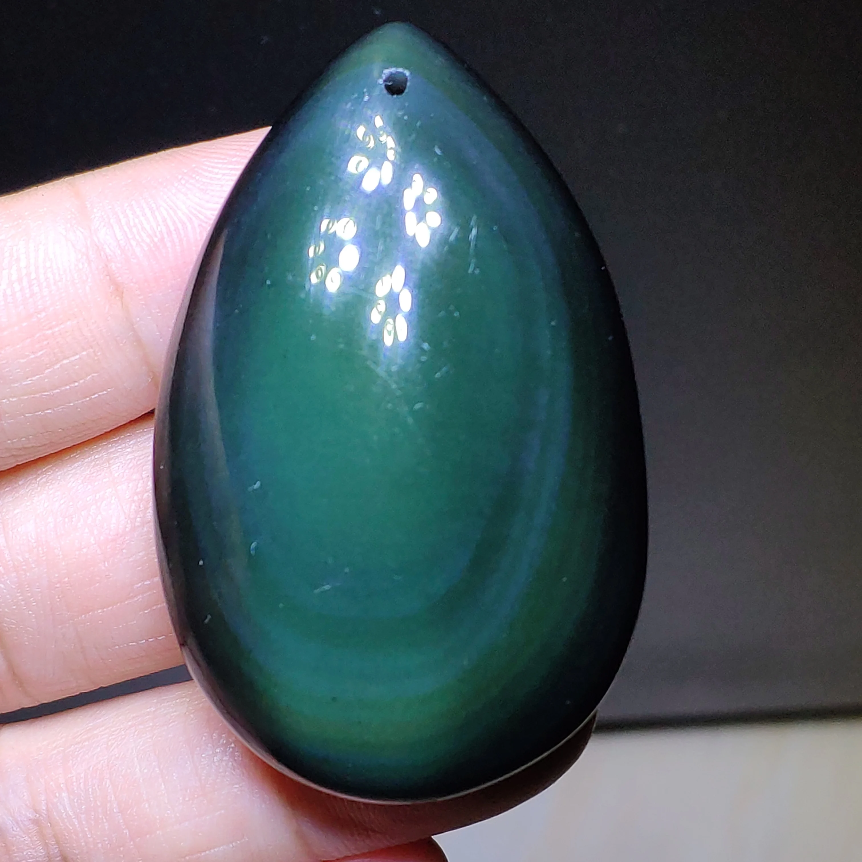 Подвеска в виде капли воды из натурального черного обсидиана большой размер