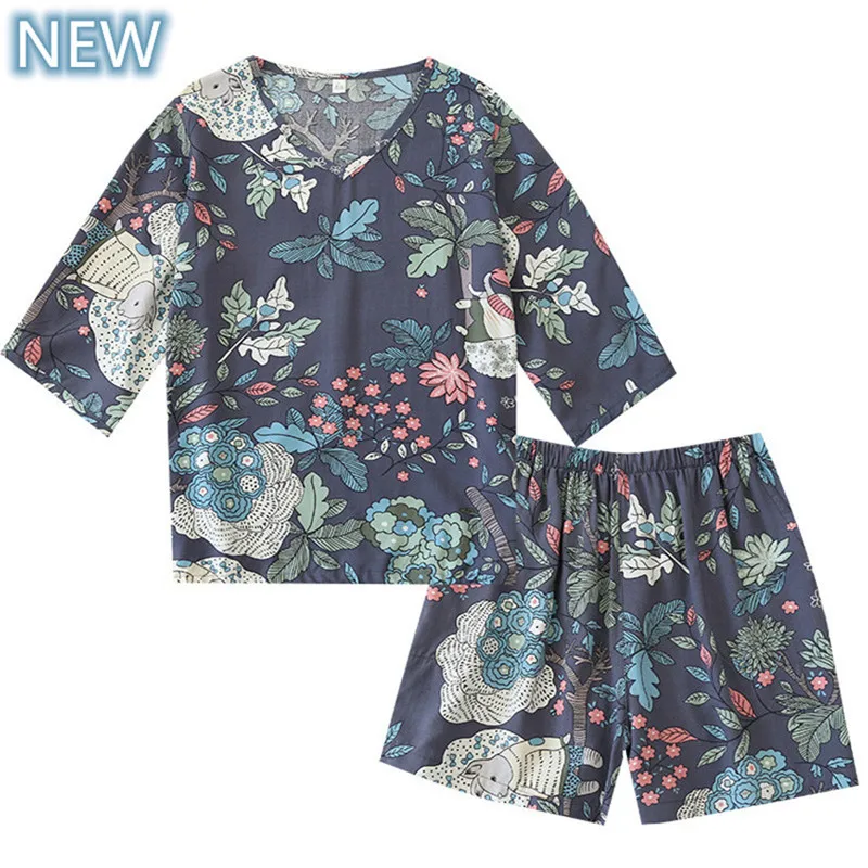 

Summer Pajamas Set Short Sleeve T-shirt Shorts 2Piece/Set Sexy Print Pyjama Big Size Mom Homewear Cozy Plus New Sleepwear