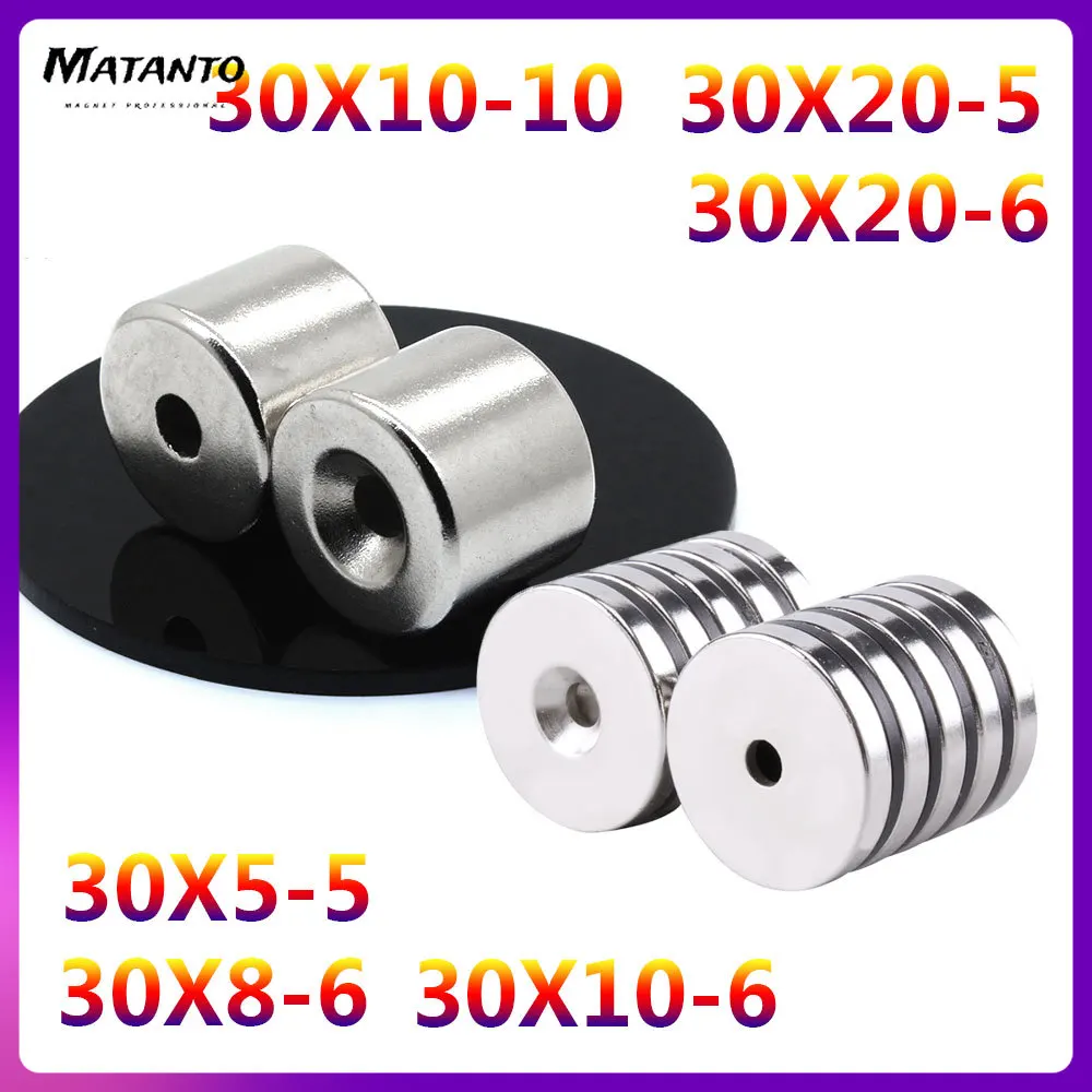 

20PCS 30X5-5 30x8-6 30x10-6 30x10-10 Round Search Magnet Disc Countersunk Neodymium Magnet 30x20-5 30x20-6mm Permanent Magnet