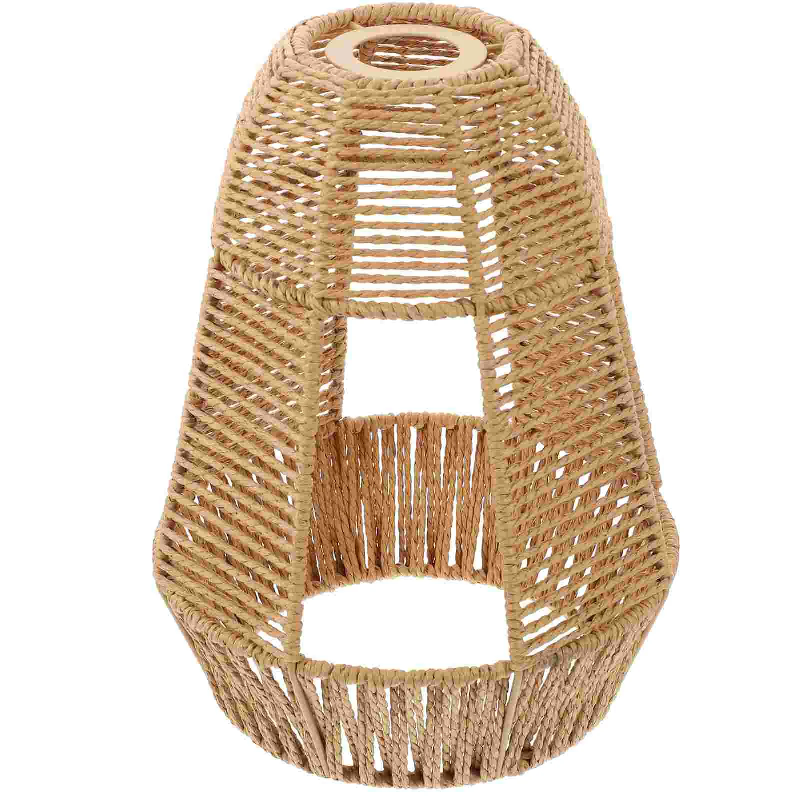 

Vintage Rattan Lampshade Home Cover Exquisite Woven Metal Decor Wicker Pastoral Style Shades Replacement Paper Rope Japandi