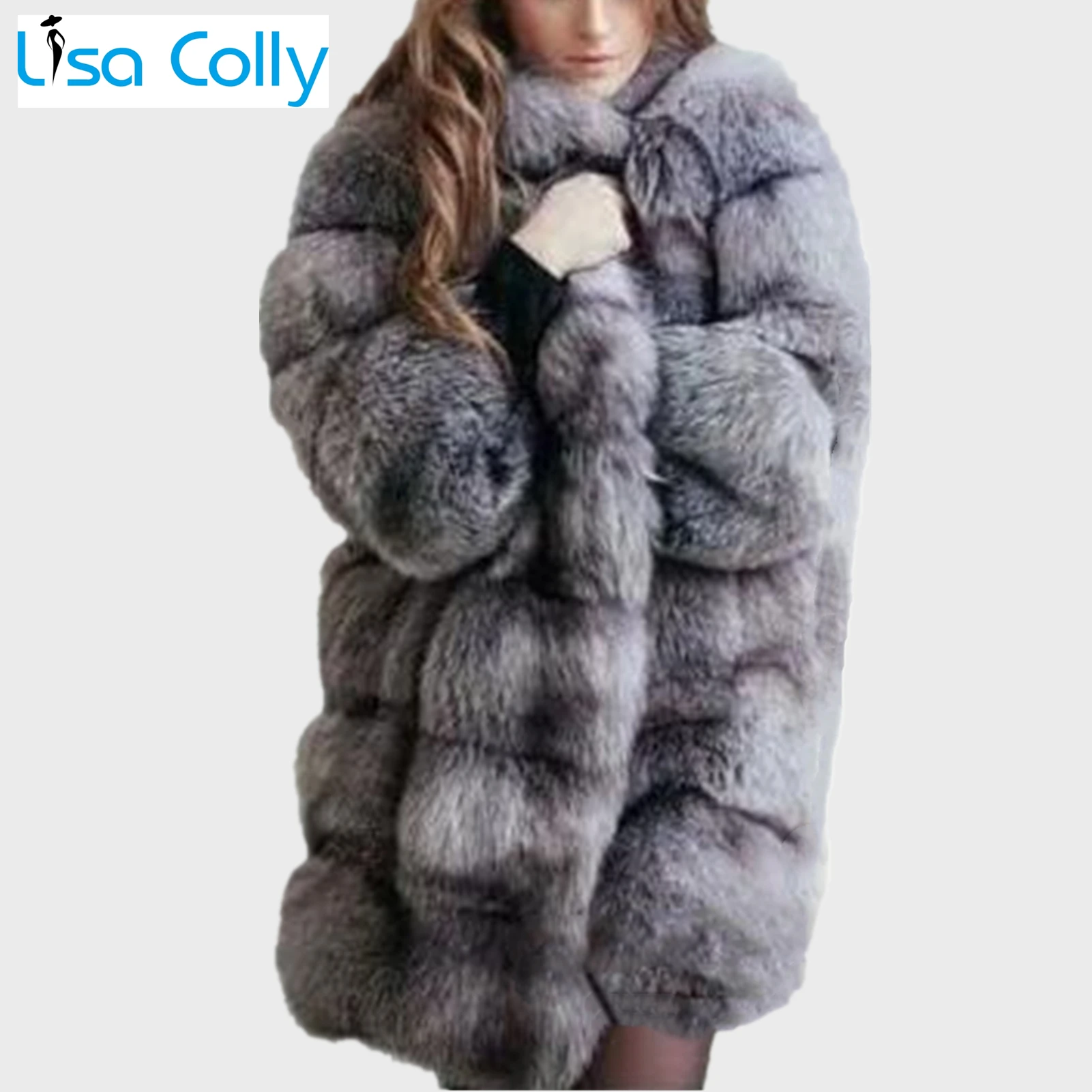 Women Long Sleeve Pockets Thick Warm Furs Coat Jacket Winter Women Faux Fur Furry Coat Outerwear Overcoat Fox Fur Coat