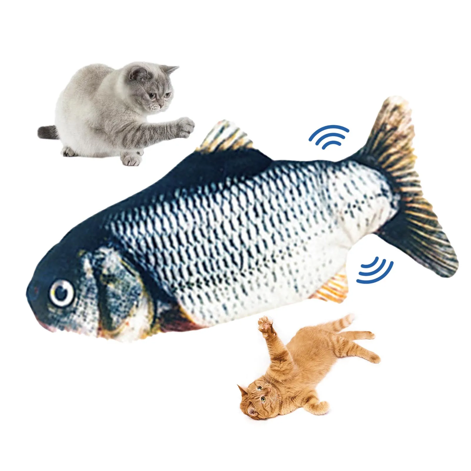 

Игрушка для кошек с USB-зарядкой, Интерактивная электрическая рыба-дисковод, игрушка для кошек, реалистичные жевательные игрушки для домашни...