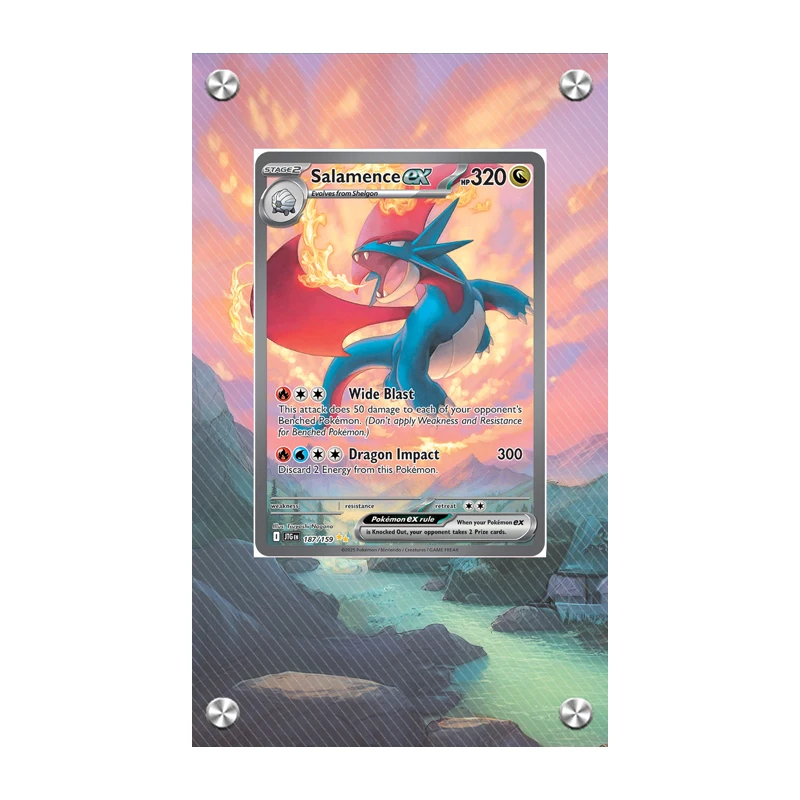 Фото Художественный дисплей для карты Pokemon Zekrom Reshiram Саламаence Yanmega, акриловый застрявший кирпич, расширенная витрина для карточек, 15X9 см №4