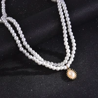 2022 trendy fashion pearl chain choker necklace punk cute double layer chain pendant for women jewelry gift womens neck chain