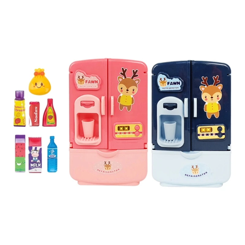 

Миниатюрная модель холодильника, кукольный домик, кухонный аксессуар, реалистичный игровой набор, миниатюрная модель холодильника с французской дверью