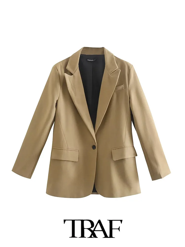 

TRAF Oversized Blazer With Pockets Women 2023 Casual Blazer Woman Office Female Suit Double Breasted Long Sleeve Jacket