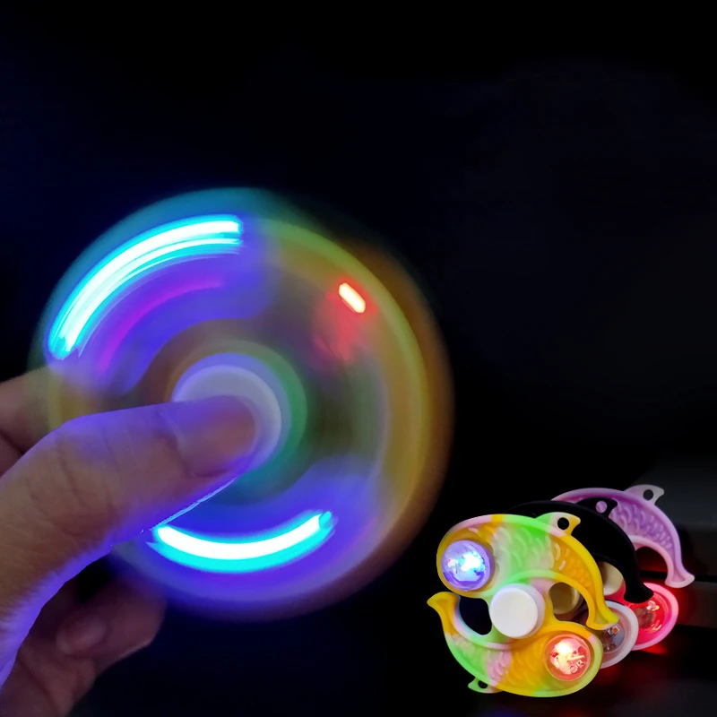 

Фиджет-Спиннер Pop It 2022, креативный Новый светящийся силиконовый гироскоп 7 см, декомпрессионная игрушка для детей, подарок на день рождения