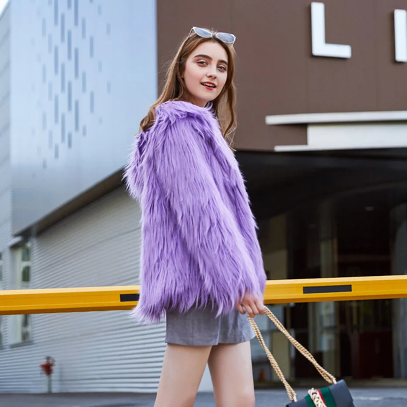 2021 New Fashion Autumn and Winter Wool Fur Jacket Hooded Warm Faux Fur All-match Ladies Jacket Fluffy Elegant Thick Ladies Coat