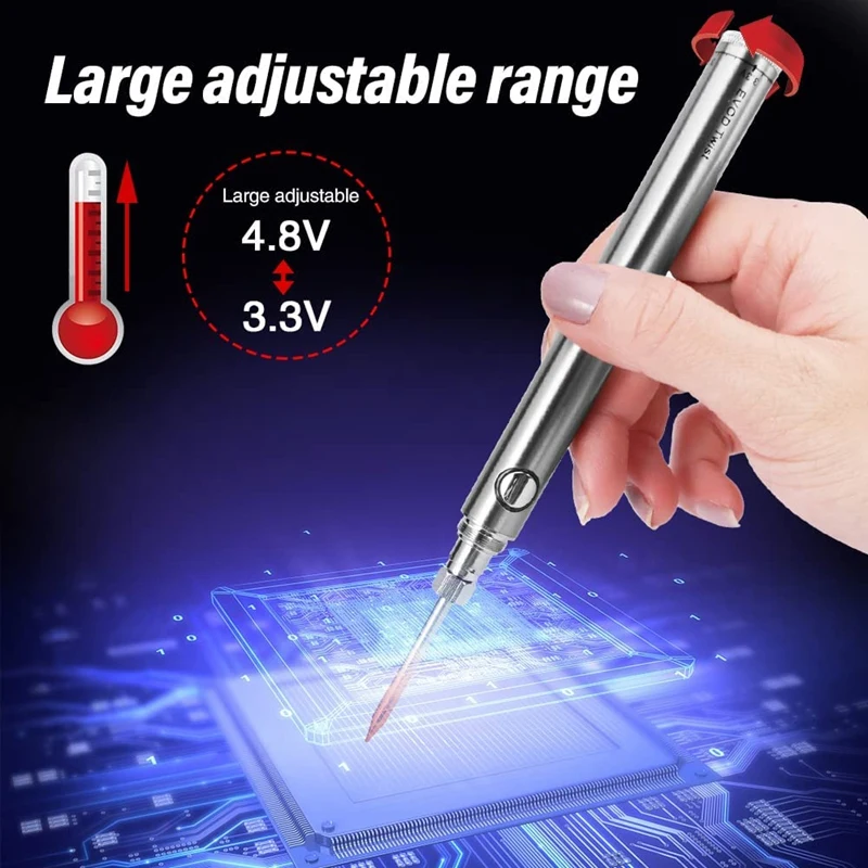 

Welding Tool Pen,Rechargeable Cordless Soldering Iron Tool With Soldering Iron Stand,5V 8W Adjustable Temperature