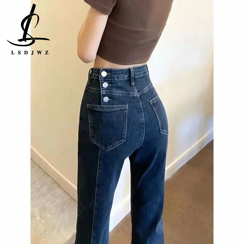 Y2k Streetwear Denim Korean Fashion Flare Jeans Woman High Waist Vintage Jeans Women 2022 Female Clothing Women's Pants Blue