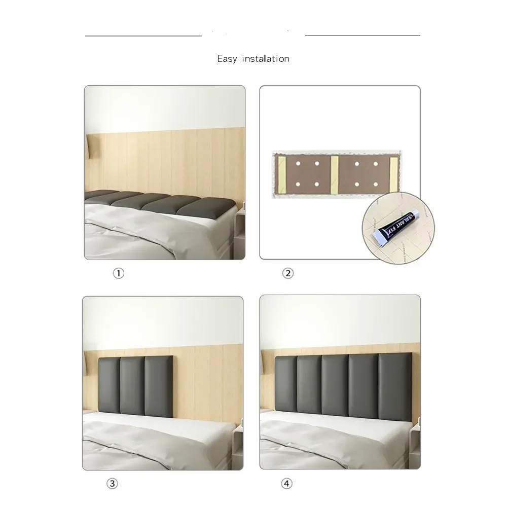 Hotel Bedside Upholstered Backrest Leather Anti-collision Cushion Wall Panel Self-adhesive Bed Headboard Bedroom Furniture Mural