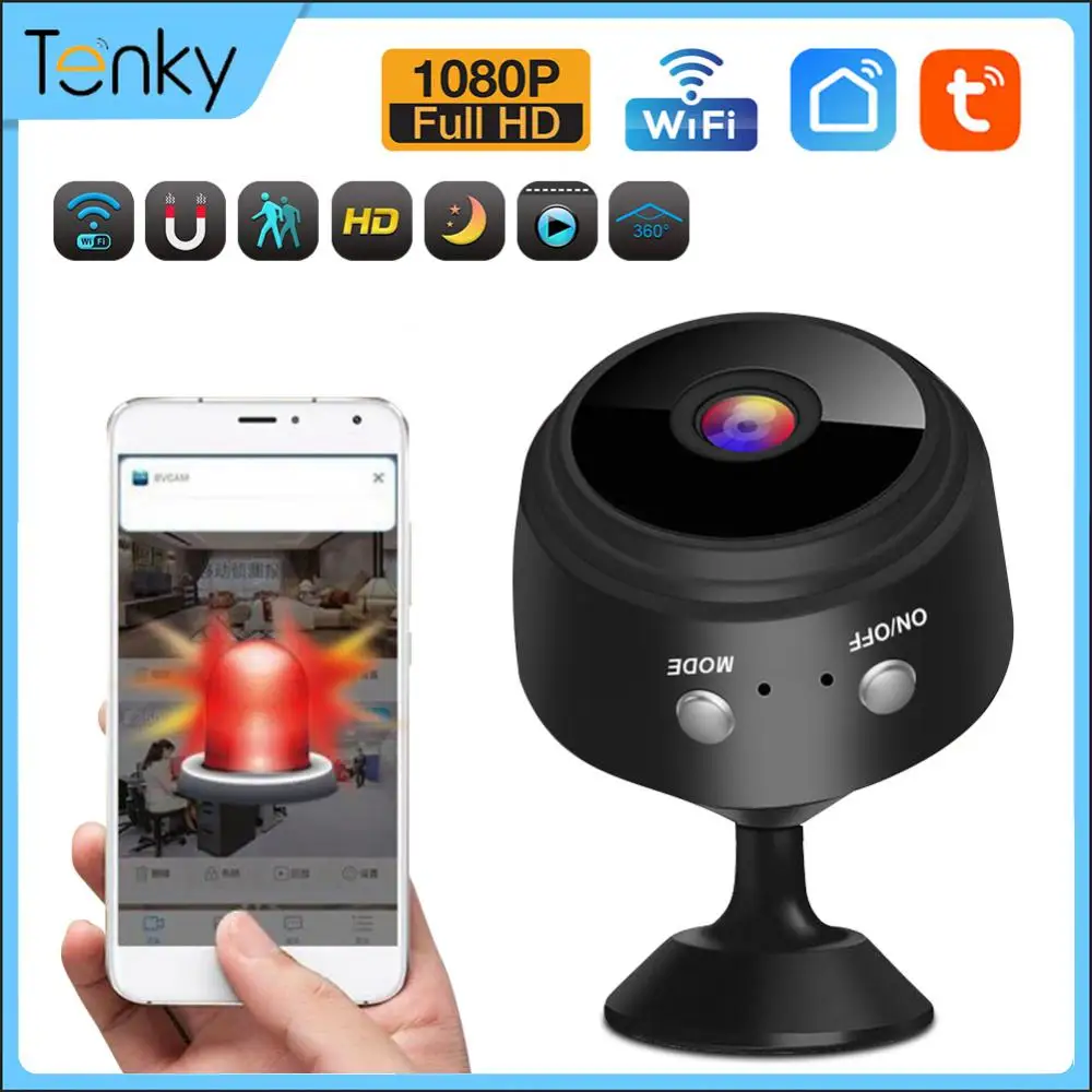 

Мини-IP-камера Tuya A9 1080P Беспроводная с поддержкой Wi-Fi и функцией ночной съемки