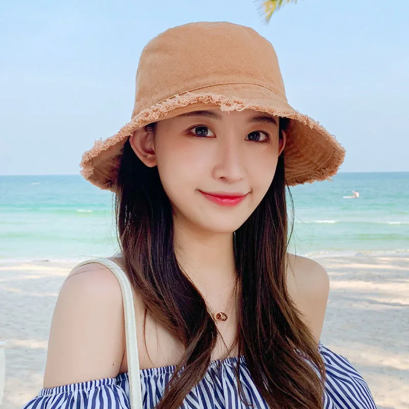 Edge Cowboy Fisherman Cap Female Grinding Edge Hat Solid Color Retro Hundred Take Wide Brim Basin Cap Free Shipping Gorras