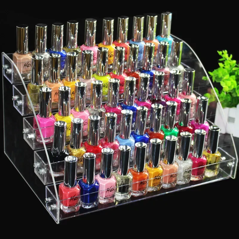 

Clear 5 Tiers Makeup Nail Polish Varnish Display Rack Lipstick Holder Desktop Cosmetic Makeup Tools Nail Polish Storage Shelf