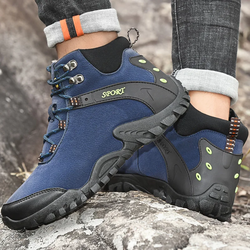 Winter Men's Boots Warm Men's Snow Boots High Quality Leather Waterproof Men Sneakers Outdoor Men Hiking Boots Work Shoes