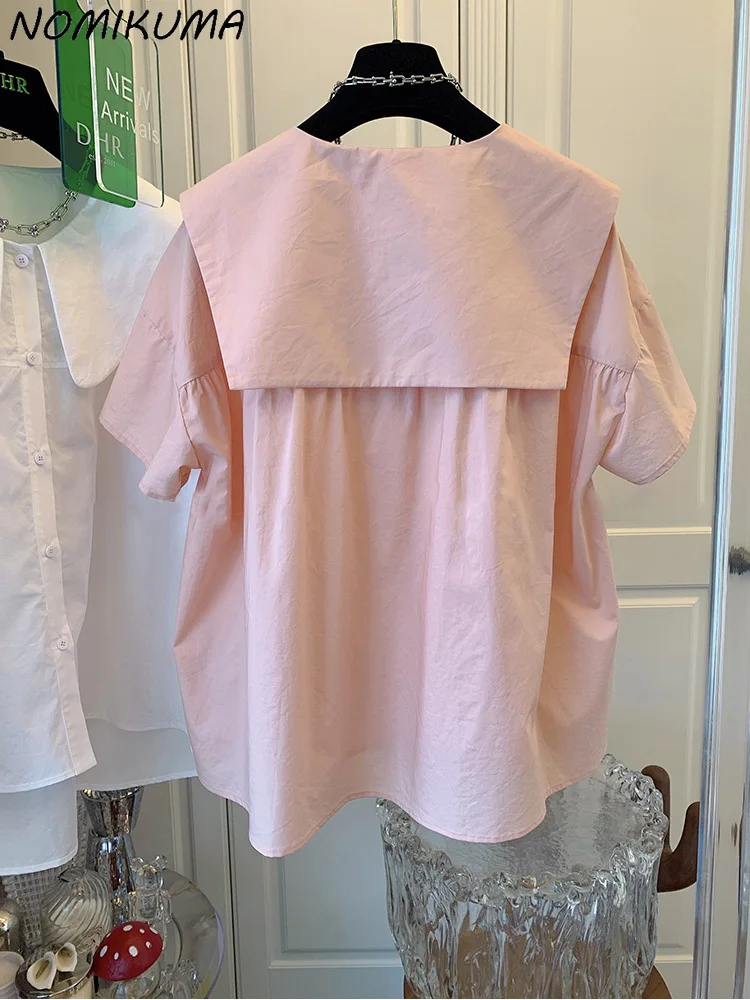 Nomikuma Милая рубашка с воротником Питер Пэн кукла Корейская летняя Новинка 2022