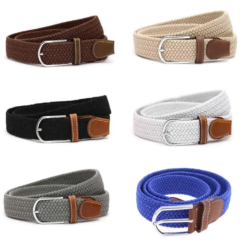 6 colors Fashion Men’s Stretch Belt Premium Leather Golf Wide Elastic Waistband