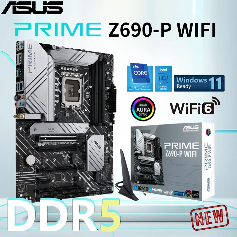 

LGA 1700 ASUS PRIME Z690 P WIFI Motherboard Support Intel 12th Gen CPU DDR5 128GB 6000MHz PCI-E 5.0 ATX Desktop Mainboard New