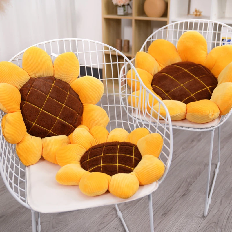 

40/50cm New Sunflower Stuffed Plants Ultra Soft Plush Seat Cushion Throw Pillow for Sofa Chair Indoor Floor Home Decoration