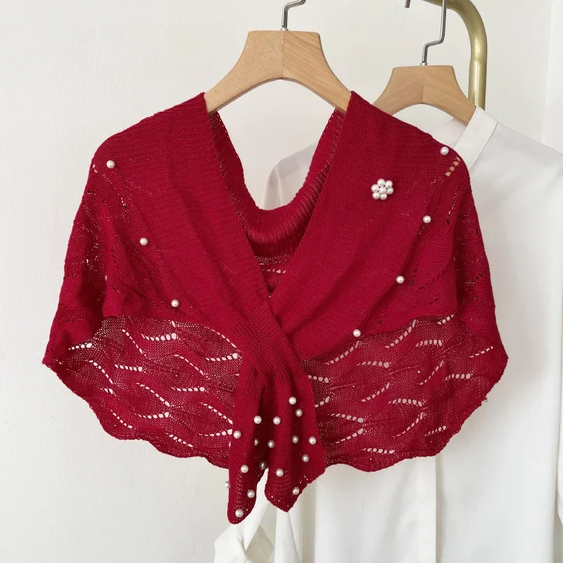 Корейский однотонный шарф для шеи Женская вязаная теплая шаль Зимняя шерстяная