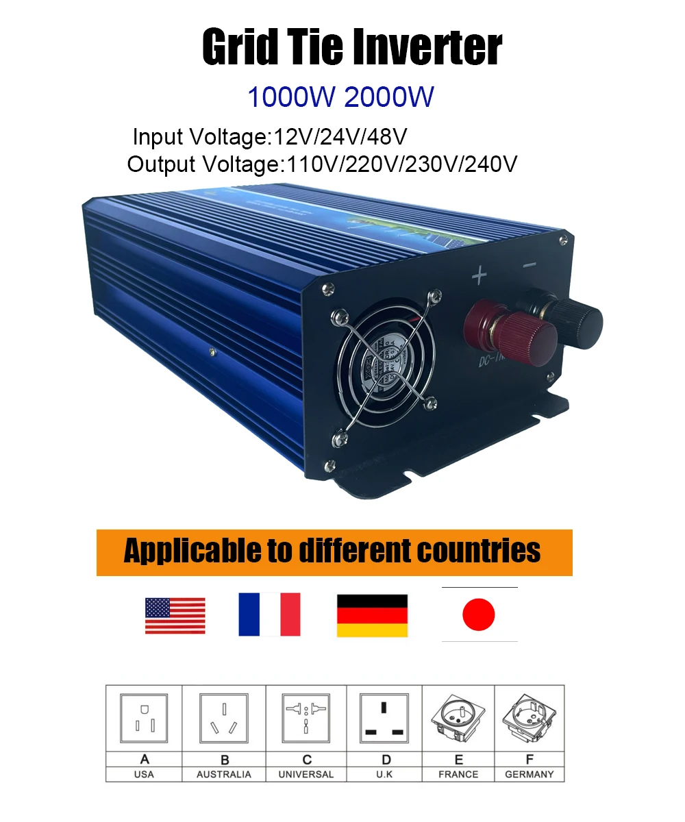 1000W 2000W Power Converter DC 12V 24V 48V to AC 110 220V 230V 240V Pure Sine Wave 50Hz 60Hz Off Grid Inverter Wind Turbine PV 1000W 2000W Power Converter DC 12V 24V 48V to AC 110 220V 230V 240V Pure Sine Wave 50Hz 60Hz Off Grid Inverter Wind Turbine PV
