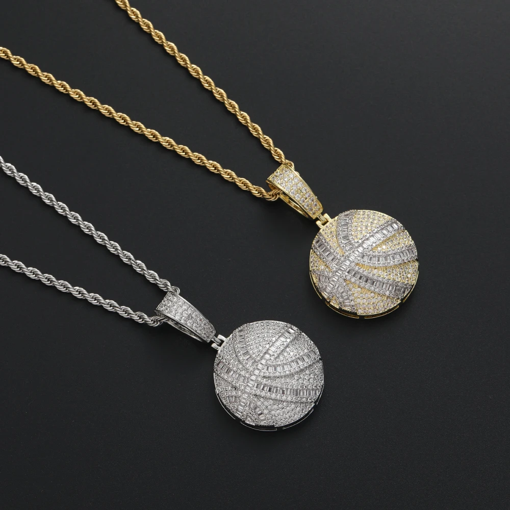 Basketball Pendant Necklace Men Boys Jewelry Sneakers Stainless Steel Twist Chain