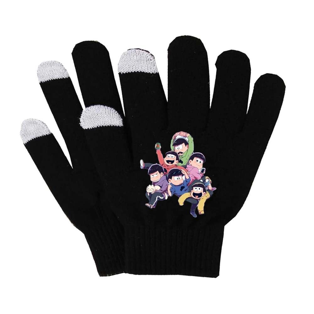 

Teenager Gloves Plush Lining Unisex Winter Soft Gloves Smart Phone Screen Touch Gloves For anime Osomatsu San Cartoon Gloves