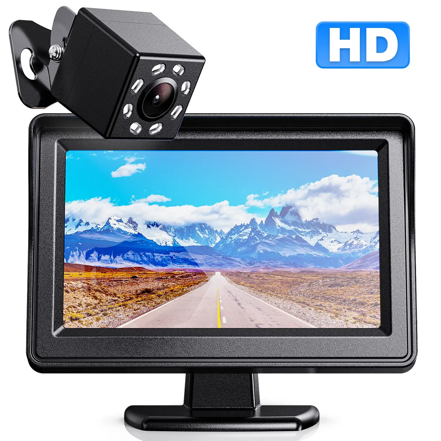 

Bileeko Car Rear View Backup Camera Reverse 8 LED Parking 4.3" Monitor LCD RV Van Pickup