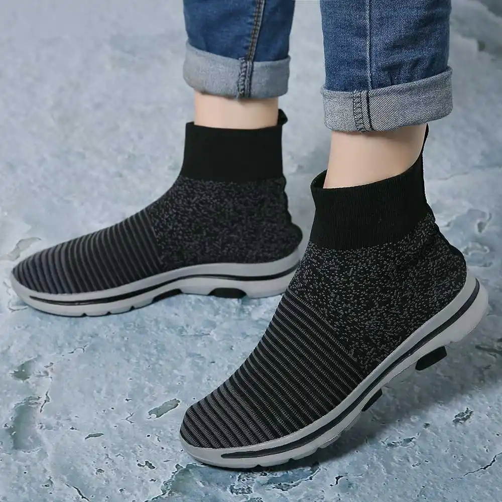 

2022 NEW Women Soft Light Mesh Breathable High Top Sneakers Casual Shoes Fashion Knitting Sock Sneakers Comfy Slip On Flat Shoes