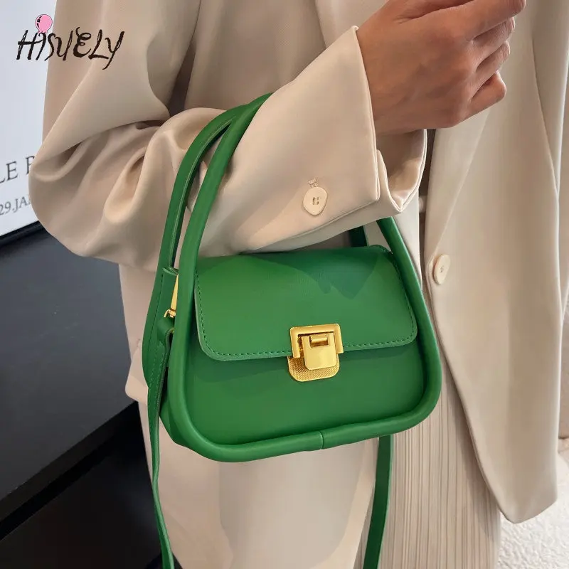 

Зеленые сумки на плечо для женщин 2023, роскошная женская сумка через плечо из искусственной кожи, маленькая сумка-мессенджер с клапаном, унив...