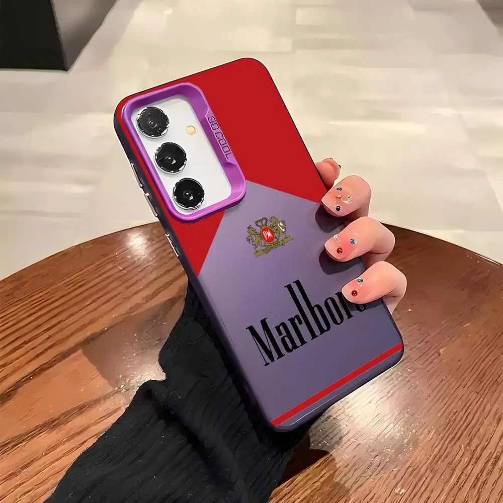 Чехол для телефона M-Marlboro Samsung Galaxy S25 S24 S23 Ultra S22 Plus S20 A55 лазерный цветной