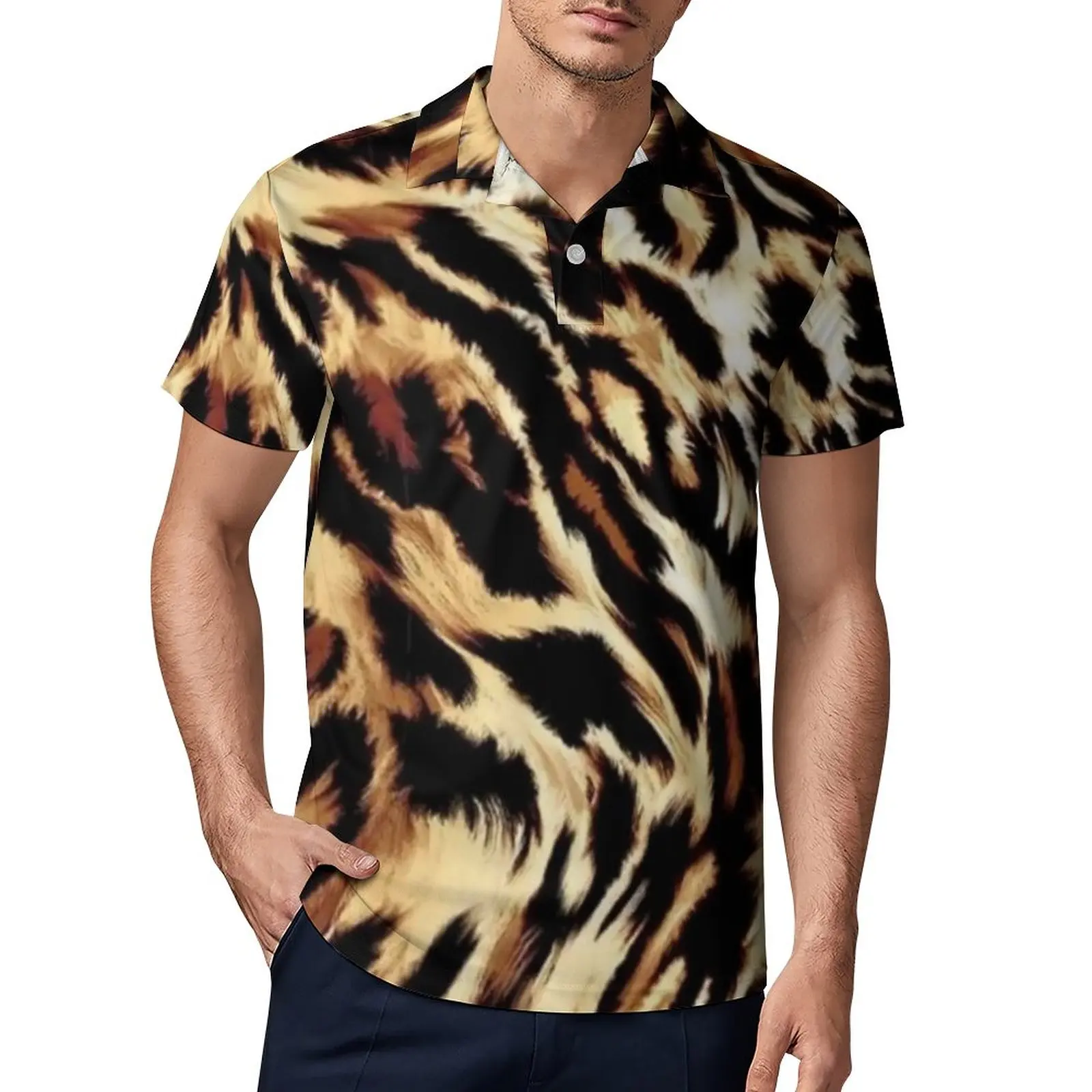 

Женская футболка-поло с леопардовым принтом, большого размера