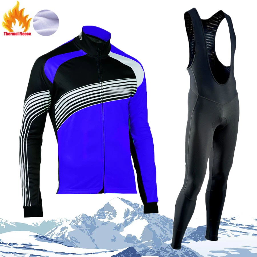 

2023 New Men Winter Cycling Clothing Long Sleeve Thermal Fleece Bicycle Jersey Set MTB Warm Bike Jersey Set Ropa