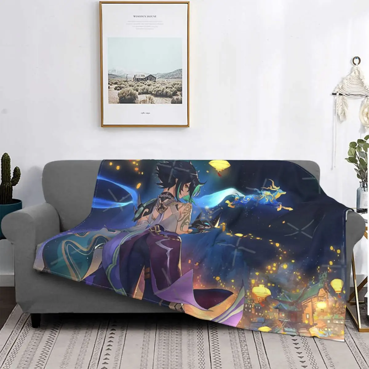 

Genshin Impact - Xiao In Blanket Bedspread Bed Plaid Duvets Picnic Plaid Plaid Blanket Blankets For Bed