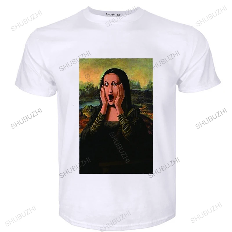 

Mona Lisa Scream Cartoons Printed Men's Tshirts Creativity shubuzhi brand T Shirts Crewneck Tshirt Street Quality Men tee-shirt