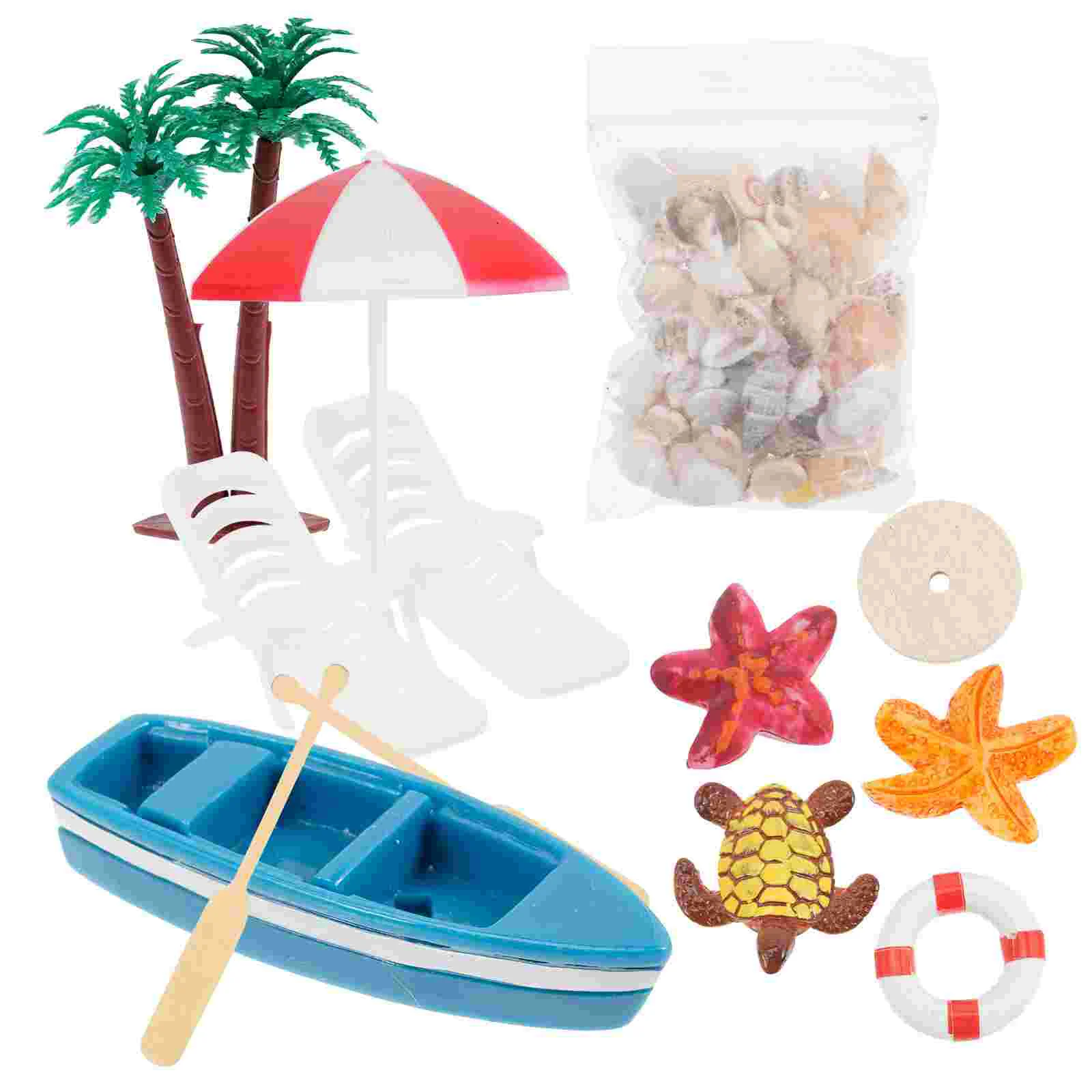 

House Beach Mini Scenes Ornament House Decorations For Homes Umbrella Decors Prop Plastic Summer Style Decoration Seaside Baby