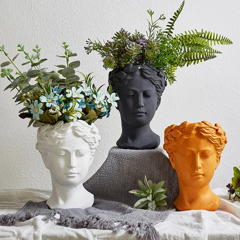 

Goddess Concrete Silicone Pot Mold Succulent Flowerpot Clay Cement Plaster Molds DIY Home Garden Flower Pots Mould