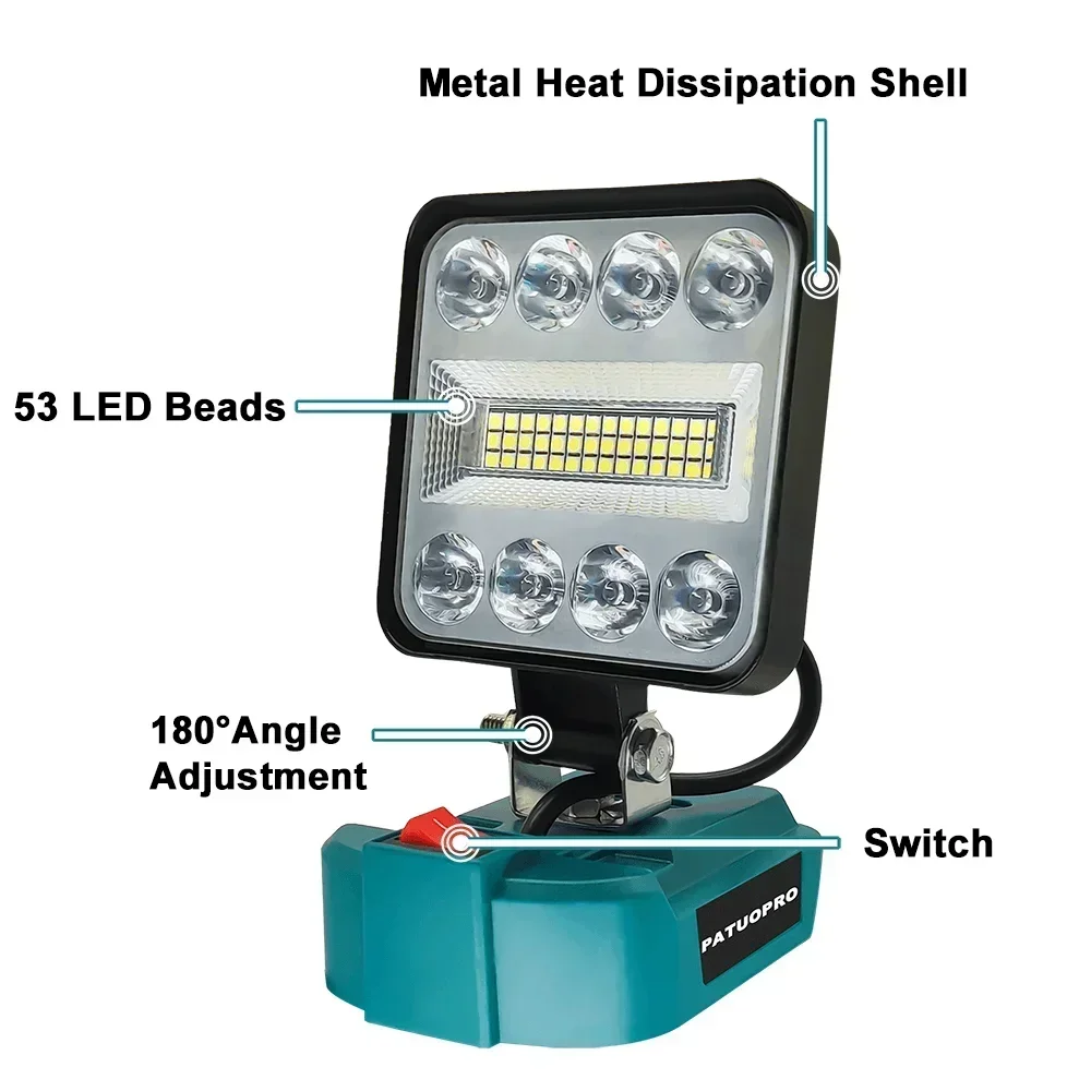 PATUOPRO 180° ° Беспроводные ручные светодиодные рабочие фонари 53 светодиодов