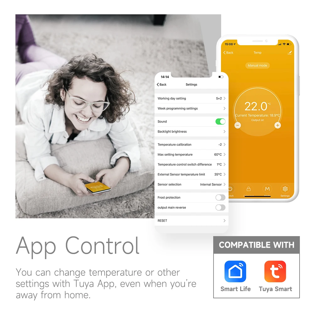 Умный термостат для теплого пола Tuya Wi-Fi с Alexa Alice