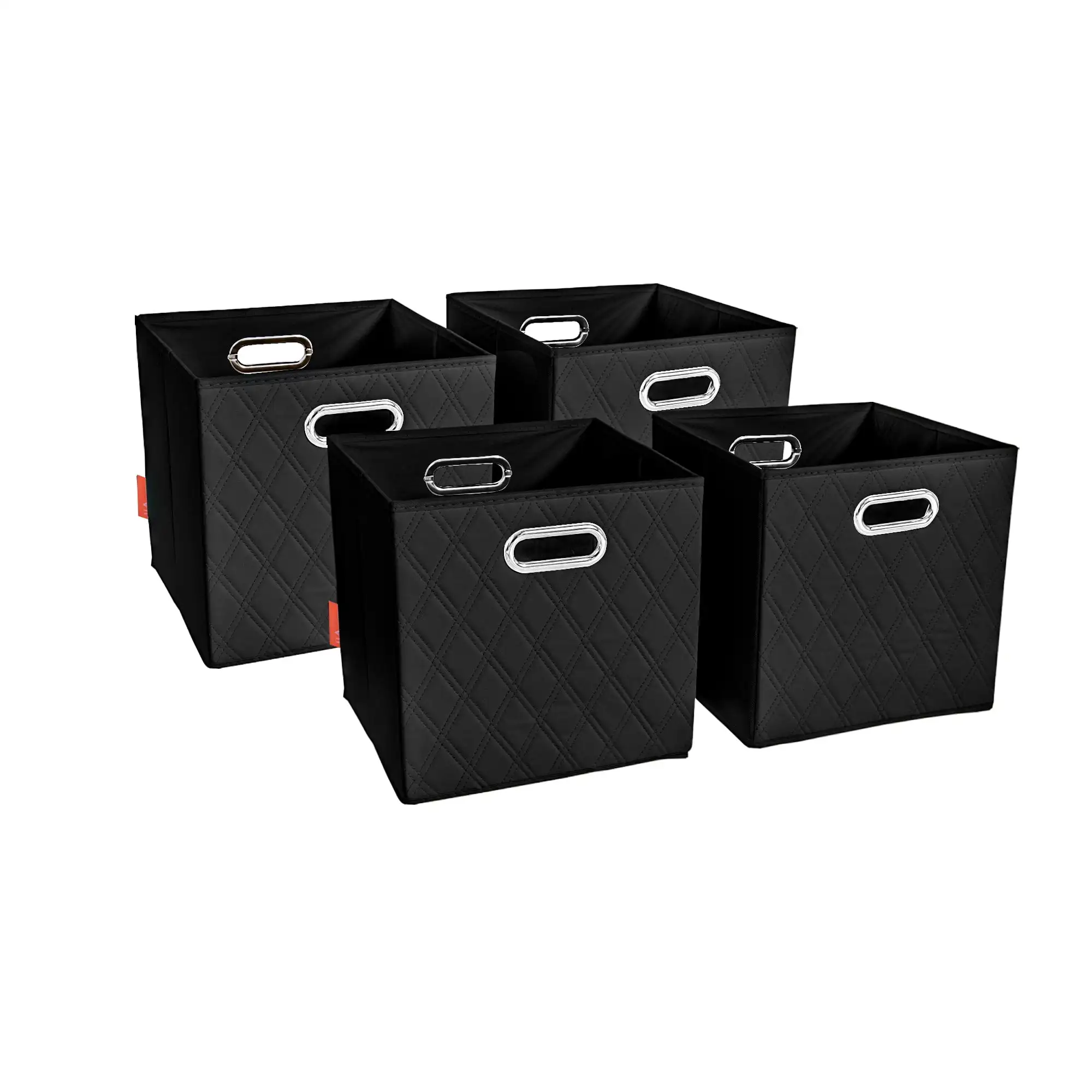 

13 inch Cube Organizer Bin, Faux Leather, in Any Room, Set of 4 Black