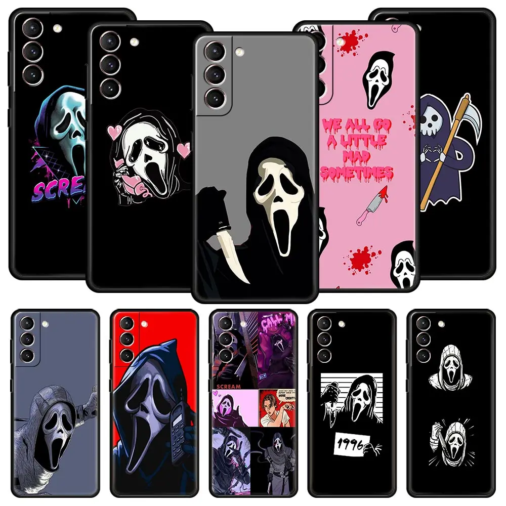 

Ghostface horror Scream art pattern Phone Case For Samsung Galaxy S23 S22 Ultra S20 S21 FE 5G S10 S9 Plus S10E S8 S7 Edge Cover