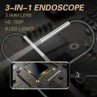 3 9mm endoscope camera tiny lens android endoscope 6 led micro usb type c 3 in 1 waterproof inspection for android pc borescope