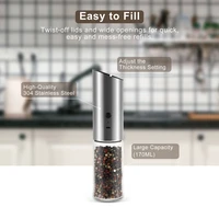 usb rechargeable pepper mill electric salt and pepper grinder adjustable coarseness automatic spice milling machine kitchen tool