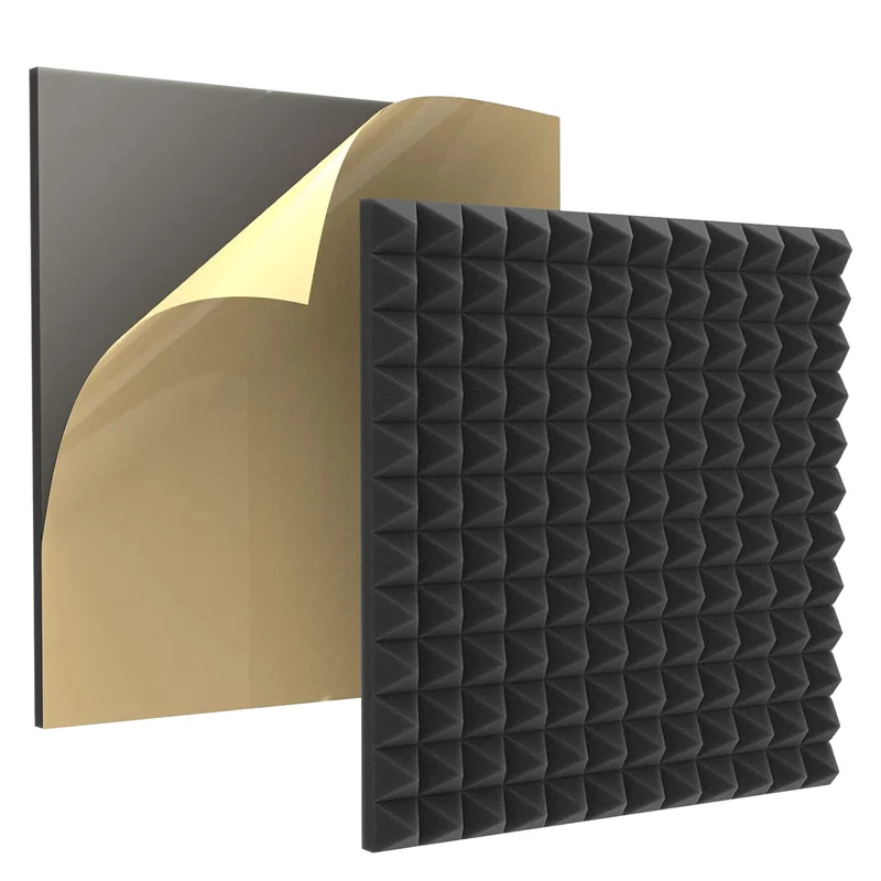 12 Pack Acoustic Foam Self-Adhesive Pyramid Sound Insulation Absorber for Studio Office Study Home