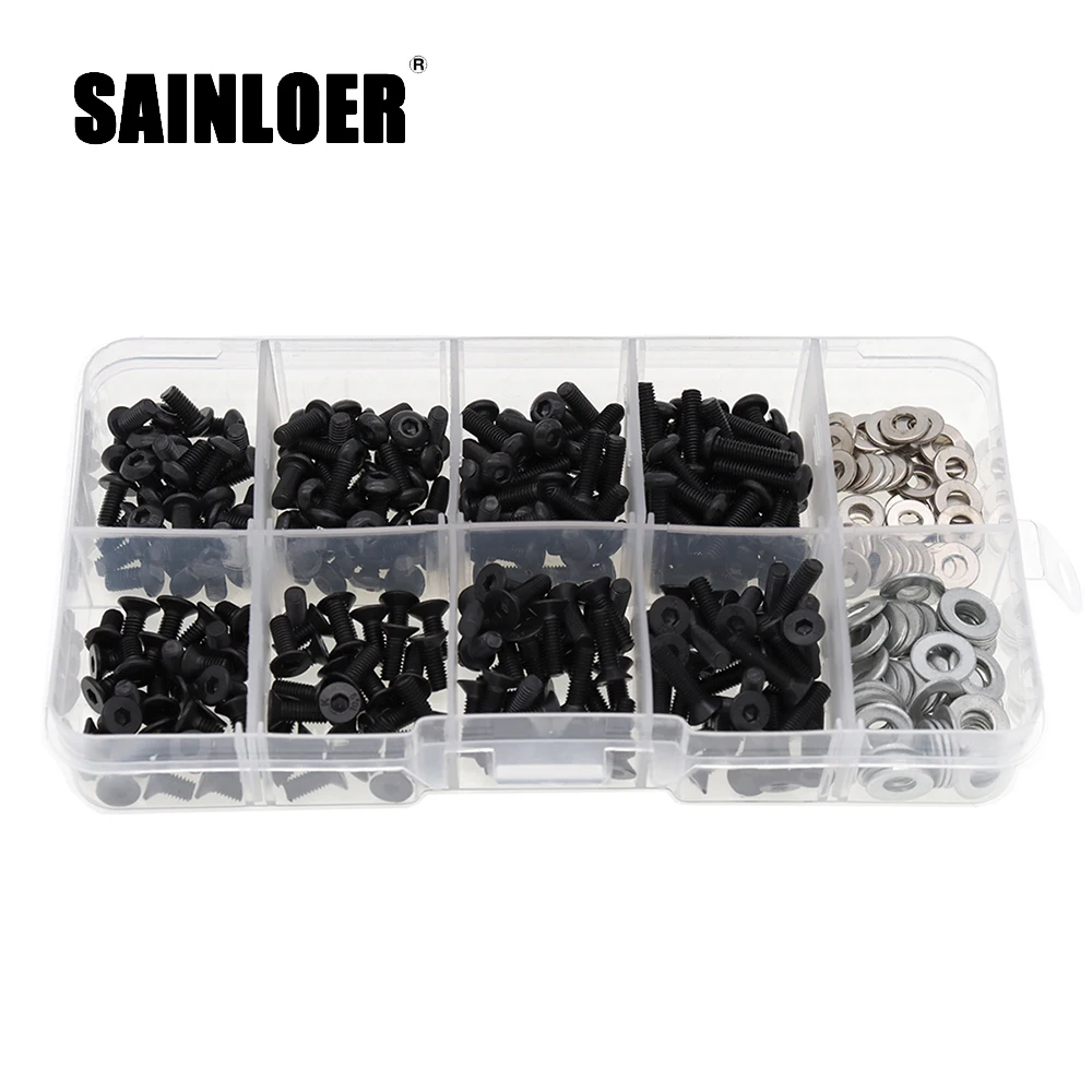 

Screw Kit & 340pcs M3 M4 Bolts Washers Hardware Fasteners for Traxxas Axial Redcat HSP HPI Arrma Losi 1/8 1:10 Scale RC Cars