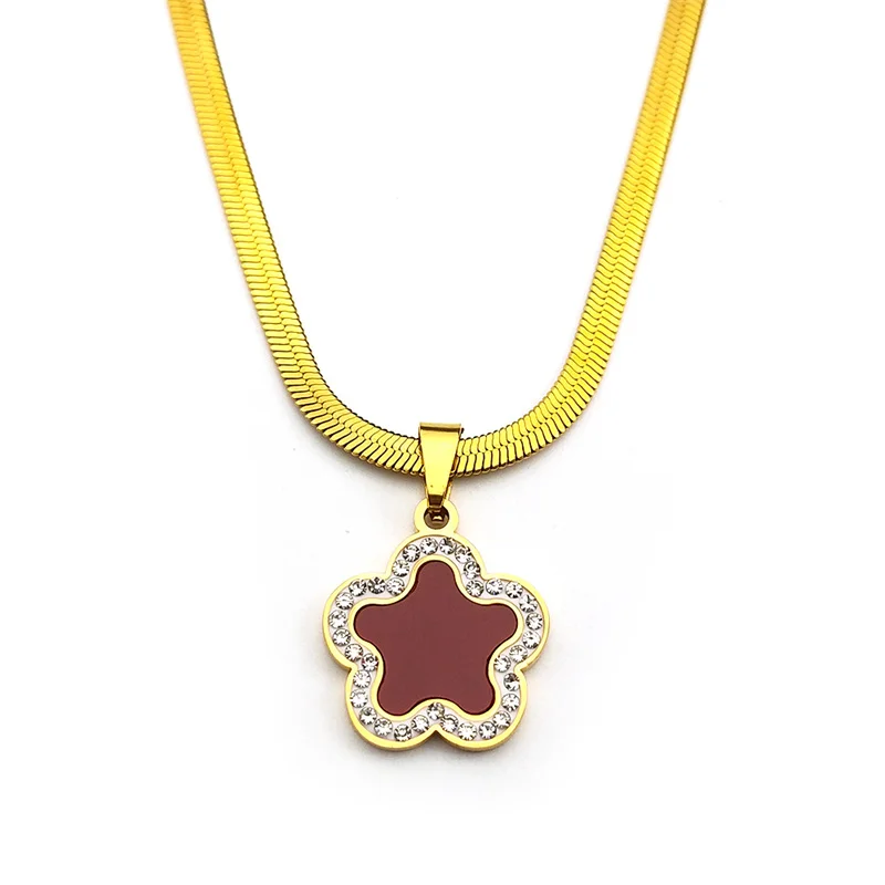 Золотое/серебряное Ожерелье С Подвеской Для Женщин И Девочек Красным Цветком