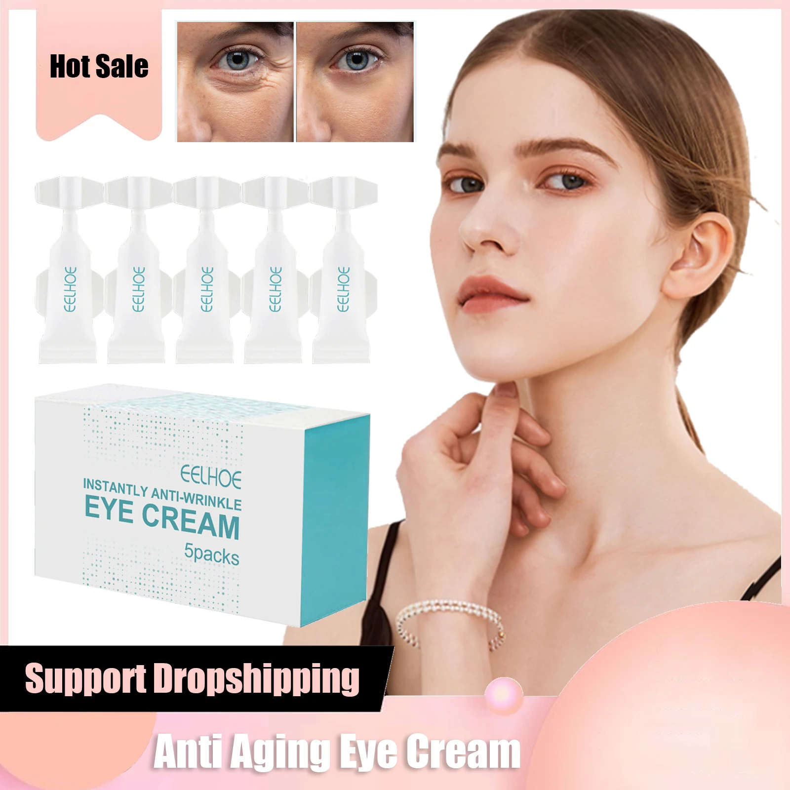 

Instant Eye Cream Anti Wrinkle Firming Anti Aging Fade Eye Bags Puffiness Remove Dark Circles Brightening Moisturizing Skin Care