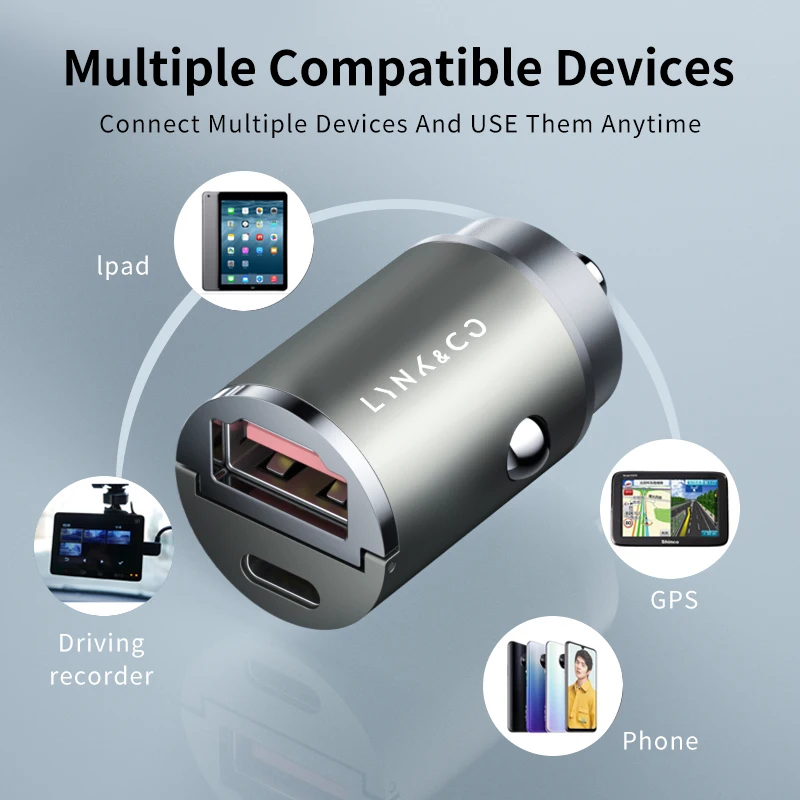 60 Вт USB зарядное устройство для автомобиля адаптер быстрой зарядки GPS IPhone Ipad Lynk Co 01